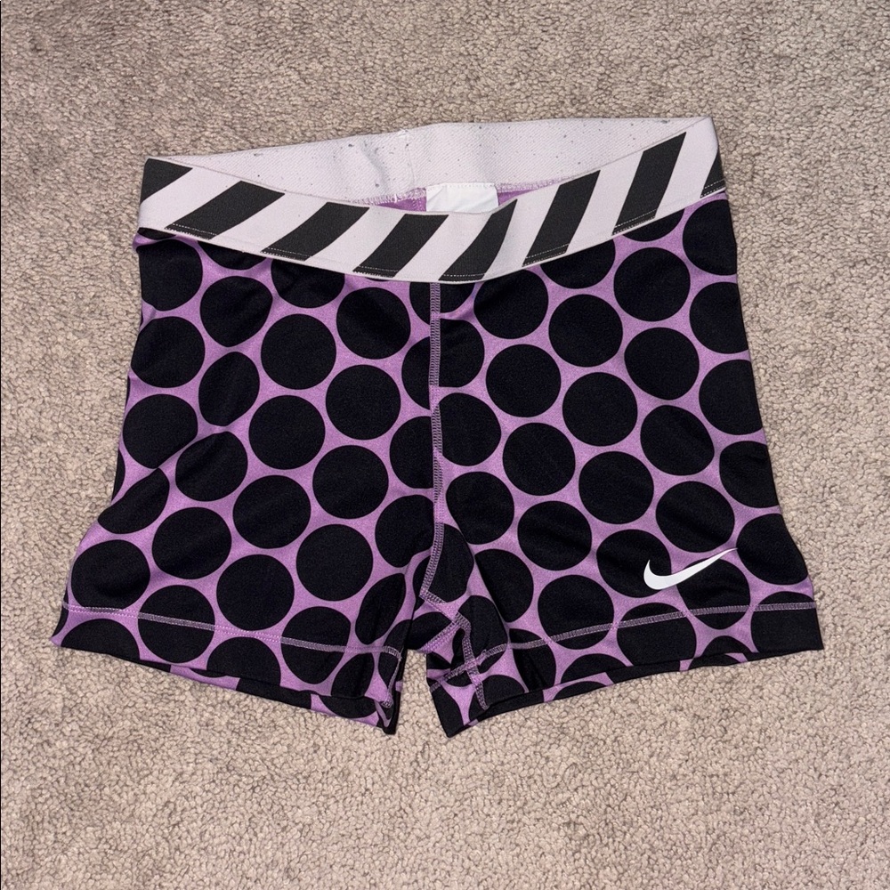 Nike Black and Purple Polka Dot Spandex